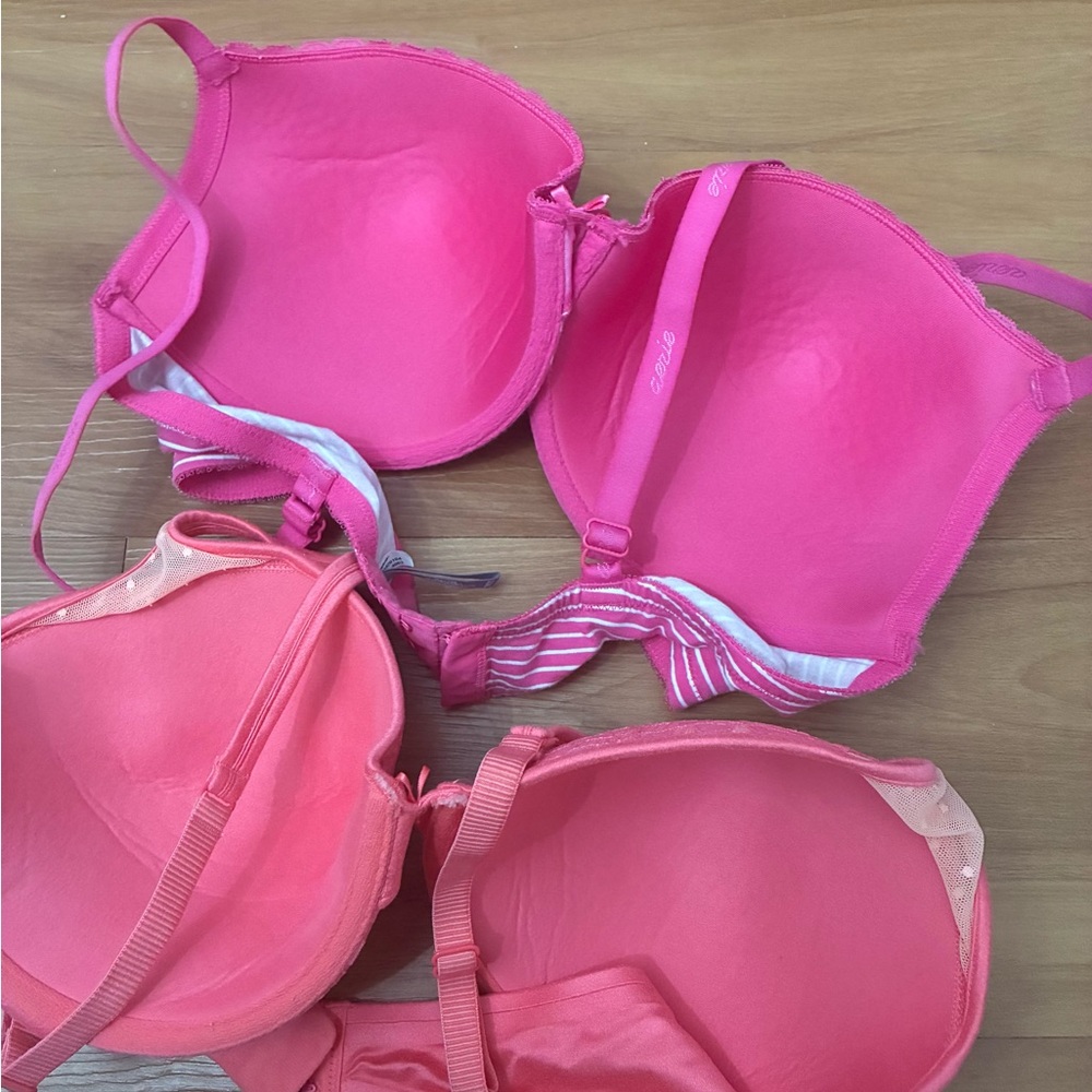 aerie Pink & Coral Lace and Striped Push-Up Bras - Picture 6 of 6